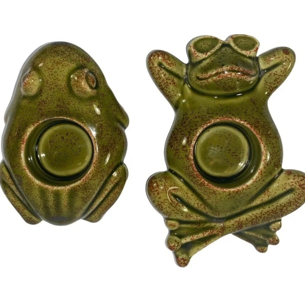 PartyLite Sunbathing Floating Frogs Tealight Votive Candle Holder Set T4